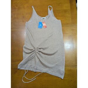 Cupshe Jojo Fletcher Metallic Knit Mini Dress Gold XL NWT swimwuit cover up